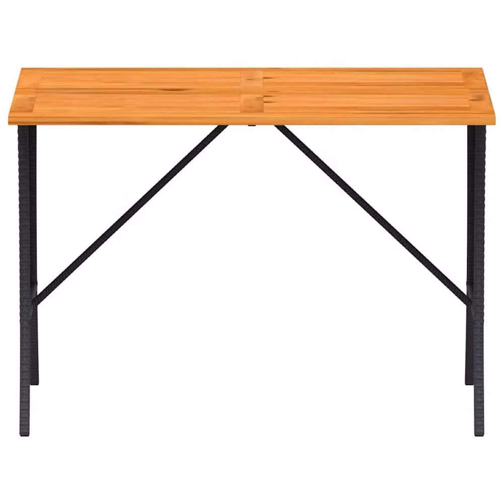 Berkfield Home Garden Table with Acacia Wood Top and Black Poly Rattan, W/D/H: 105 x 75 x 72 cm – 3