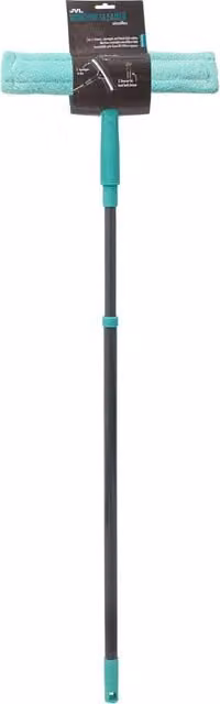 JVL Microfibre Window Cleaner Squeegee with Telescopic Handle and Scraper, Turquoise