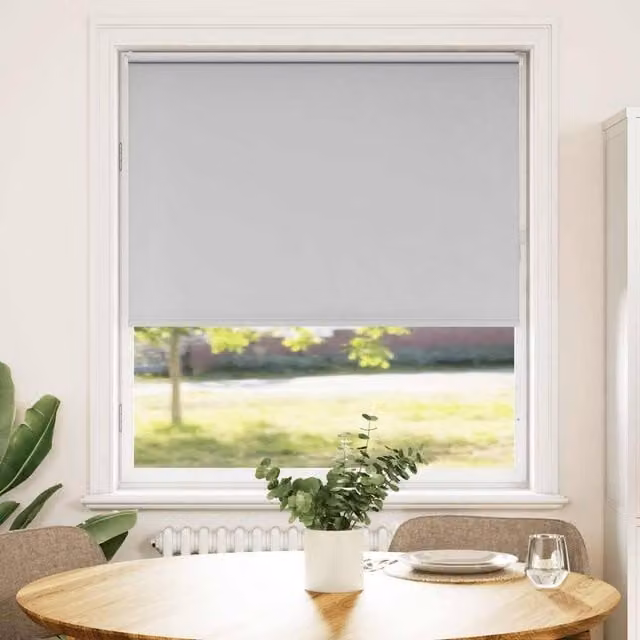 Berkfield Home Blackout Roller Blind in Light Grey, Thermal Insulating Polyester Fabric, W: 150 cm, H: 175 cm