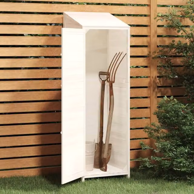 Berkfield Home White Wooden Garden Bin Store Tall Cabinet W/D/H: 55 x 52 x 174.5 cm – 1