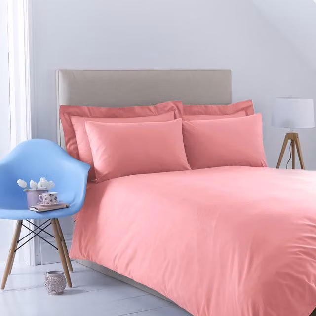 Charlotte Thomas Poetry Plain Dyed Duvet Cover Set in Dusky Pink, W: 180 cm x L: 200 cm