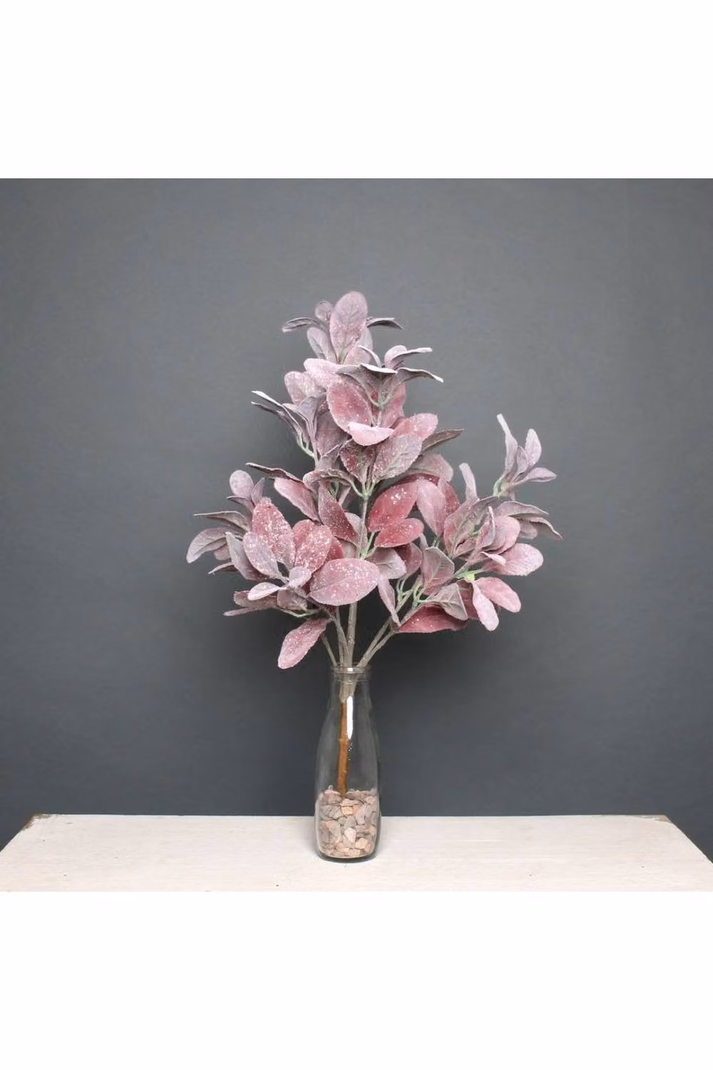 KDMD Burgundy Red Flocked Glitter Lambs Ear Bush – 2