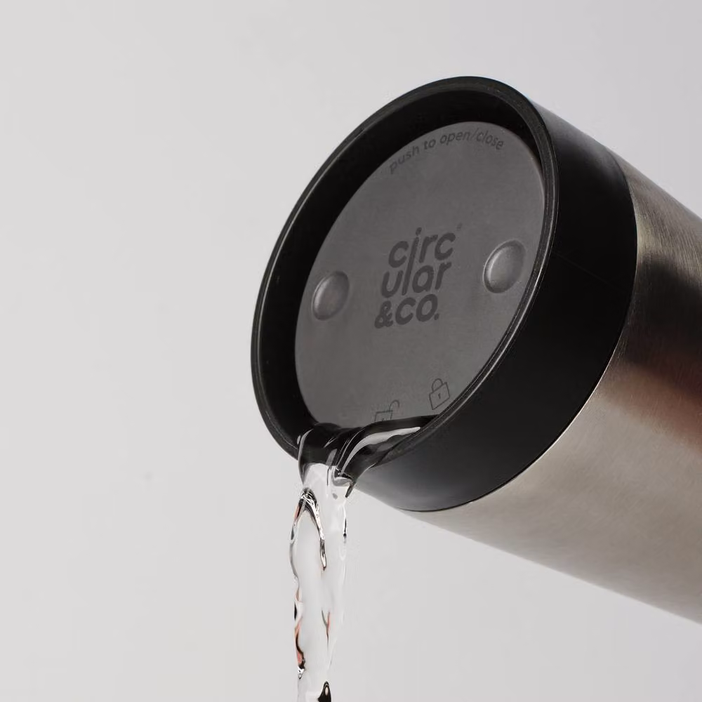 Circular & Co Stainless Steel Insulated Travel Mug with Lid, 355ml, Silver or Black – 3