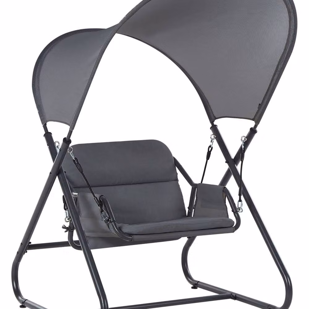 Wyld and Coco Single-Seat Patio Swing in Grey with Matt Steel Frame – 2