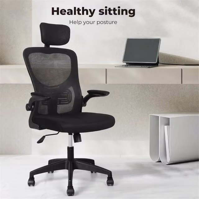 Kelvenix Ergonomic Black Mesh Executive Office Chair with Headrest and Armrests