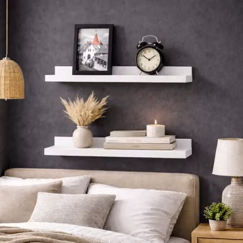 Spot On Dealz Set of 2 White Wooden Floating Shelves, Width: 48 cm – 2