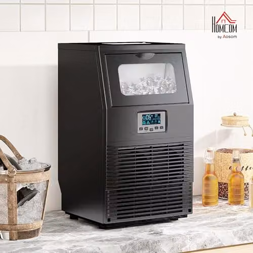 HOMCOM Commercial Ice Maker Machine with Digital Control and Timer, Black, 30kg/24 Hours – 2