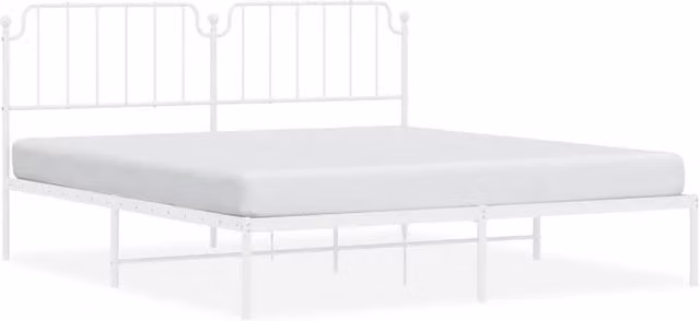 Berkfield Home Metal Bed Frame with Headboard in White