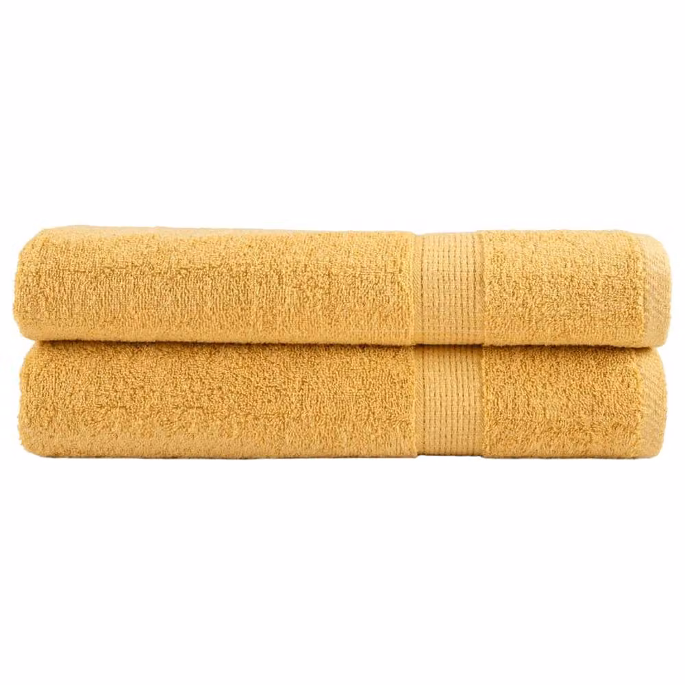 Berkfield Home SOLUND Premium Cotton Terry Towels, Gold, 2 Pack, W: 100 cm, L: 200 cm, 600gsm – 2