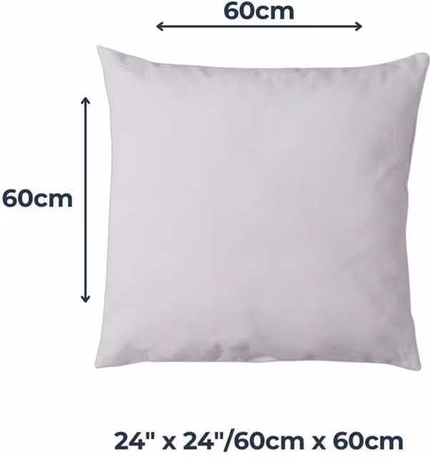 MHG Living White Square Hollowfibre Cushion Insert Pad, W/D/H: 60.96 x 60.96 x 60.96 cm