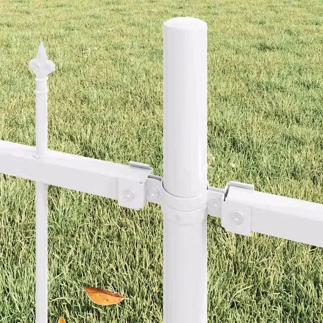 Berkfield Home White Steel Hoop Top Garden Fence, W: 4 m, H: 2 m