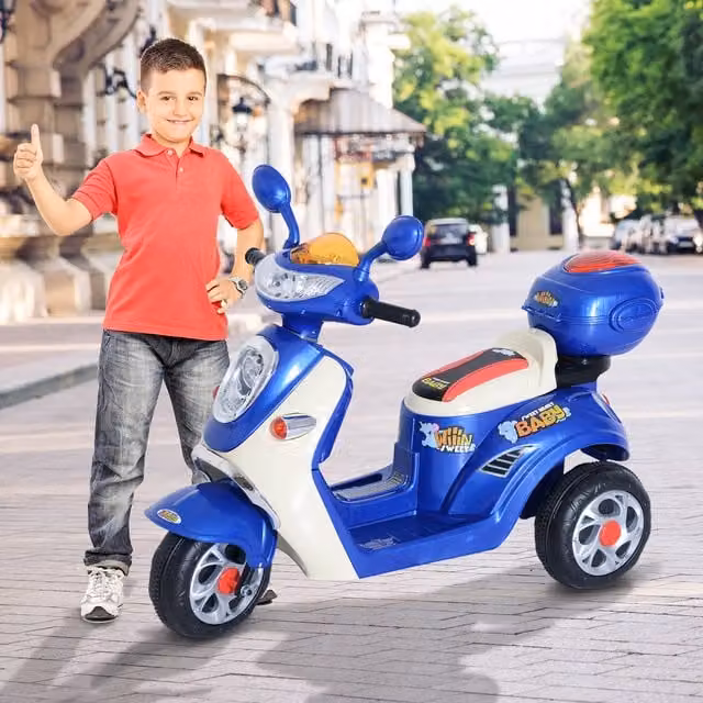HOMCOM 6V Electric Ride On Battery Powered Tricycle for Kids, Blue