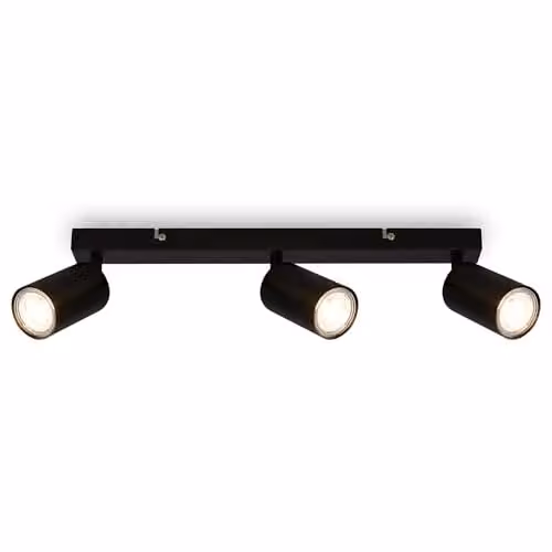 Briloner Black Metal LED Ceiling Spotbar with 3 Adjustable GU10 Lights – 5