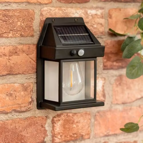 ValueLights Pack of 4 Black Lantern Solar Garden Fence Lights with PIR Motion and Dusk Sensors – 3