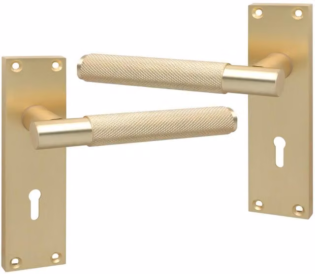 Golden Grace Brass Screw Door Handle in Black and Yellow
