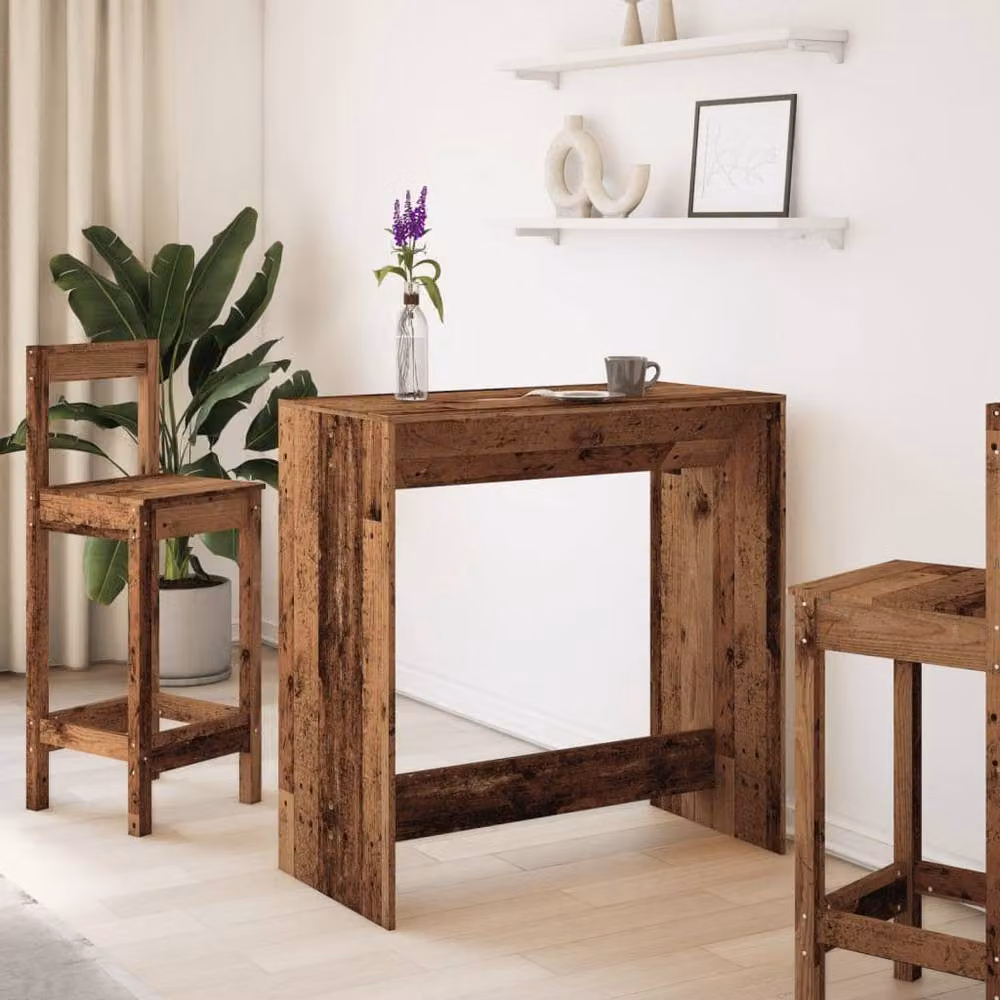 Berkfield Home Bar Table in Brown Old Wood, W/D/H: 102 x 50 x 103.5 cm – 3