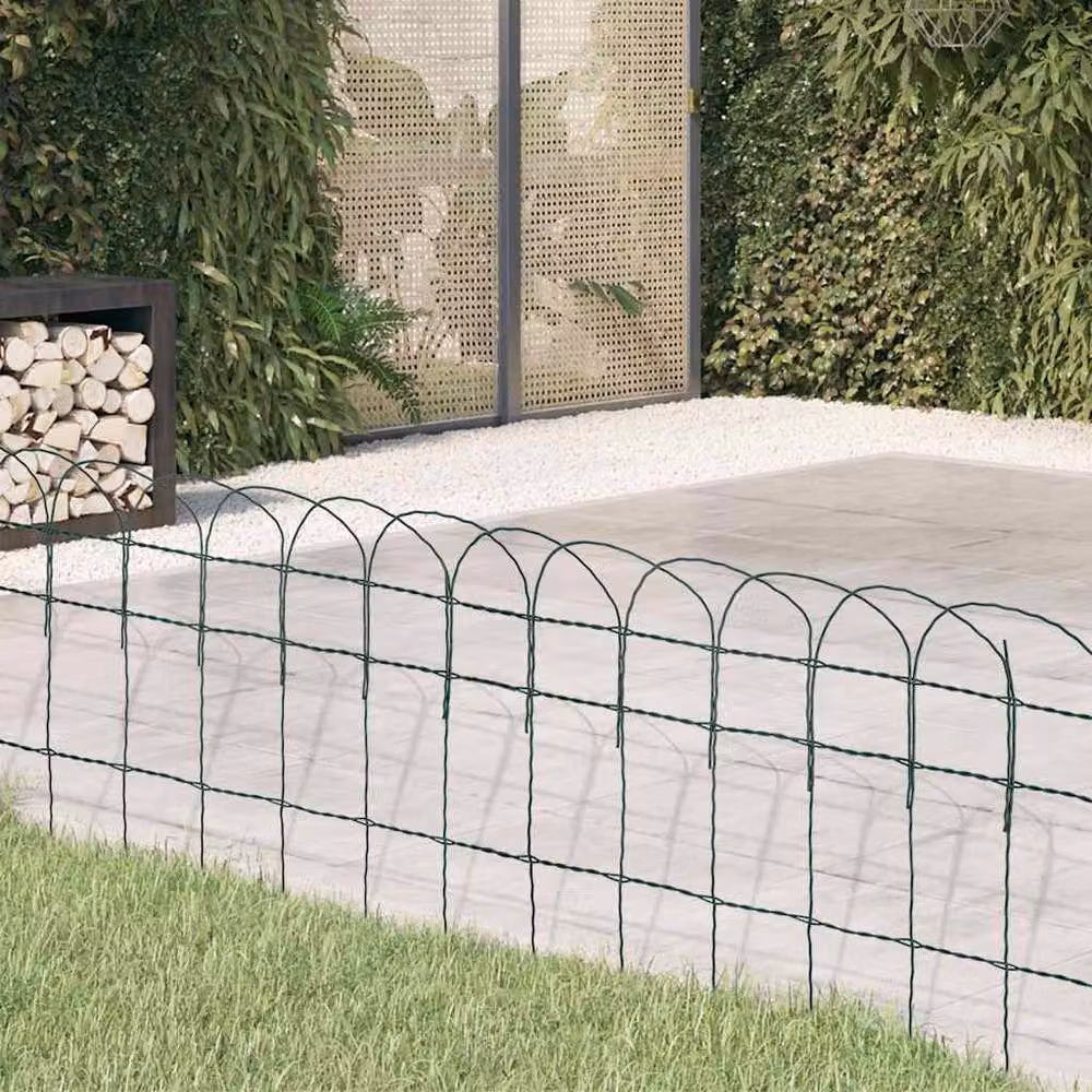 Berkfield Home Garden Powder-coated Iron Border Fence, Green, 25 x 0.4 m – 2