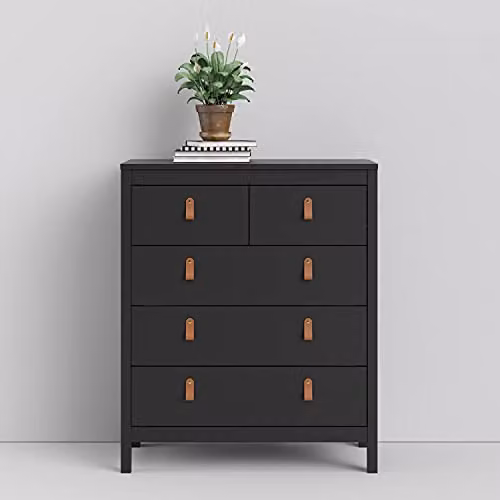 Furniture To Go Barcelona Black Wood Chest of 5 Drawers – 3