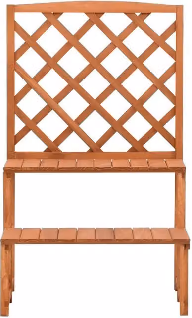 Berkfield Home Plant Stand with Trellis in Brown Solid Wood, W/D/H: 70 x 42 x 115 cm – 1