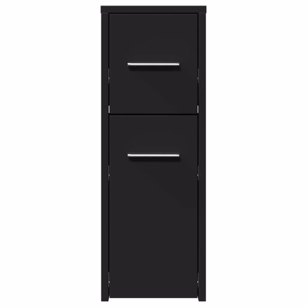 Berkfield Home Narrow Freestanding Bathroom Cupboard with Wheels in Black Matt Engineered Wood – 4