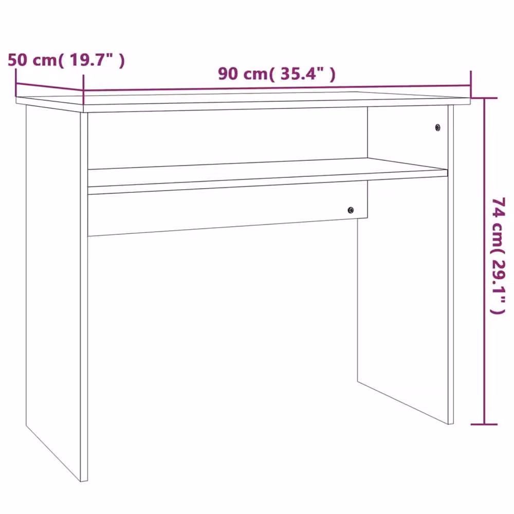 Berkfield Home Grey Sonoma Computer Desk in Engineered Wood W/D/H: 90 x 50 x 74 cm – 5