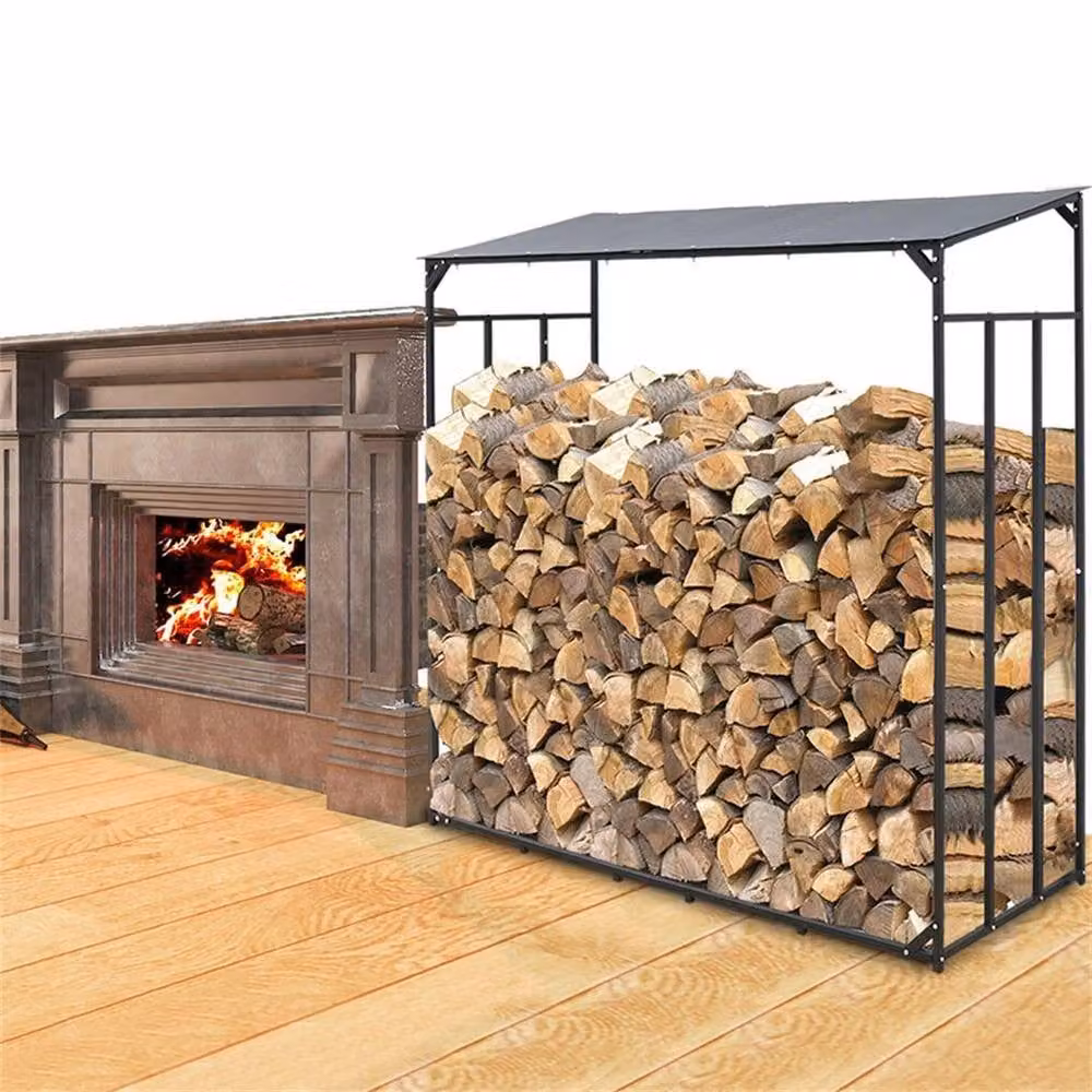KORVIXA Metal Firewood Rack in Anthracite Black, Height: 176 cm – 3