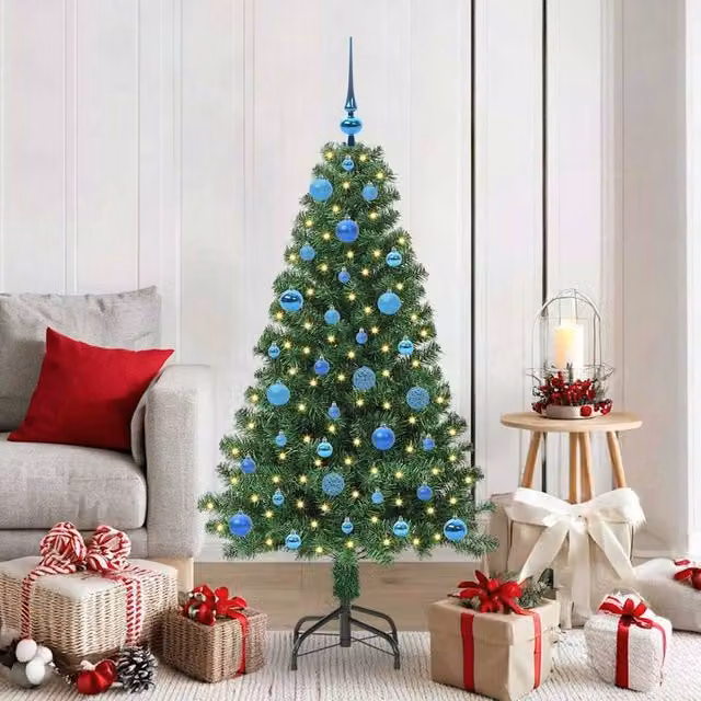 Berkfield Home Artificial Christmas Tree with 150 LEDs and Stand, Green, Height: 150 cm