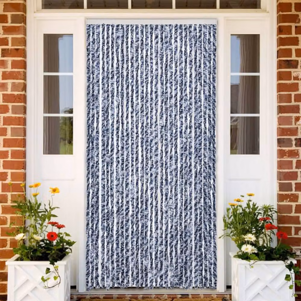 Berkfield Home Blue and White Striped Chenille Fly Curtain, W/H: 100 x 200 cm – 2