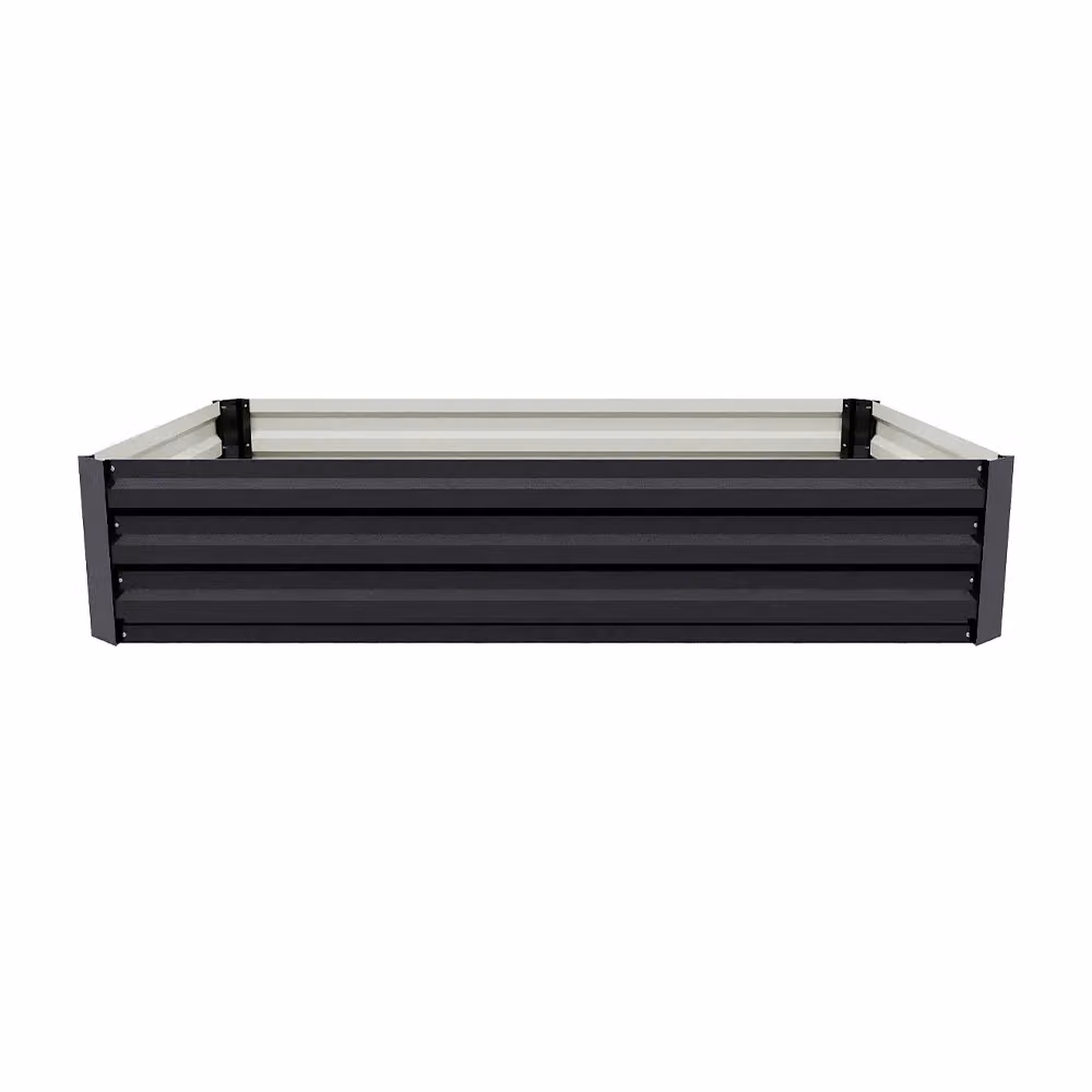 Living and Home Galvanised Steel Raised Garden Bed Planter Box in Black, W/D/H: 120 x 90 x 30 cm – 3