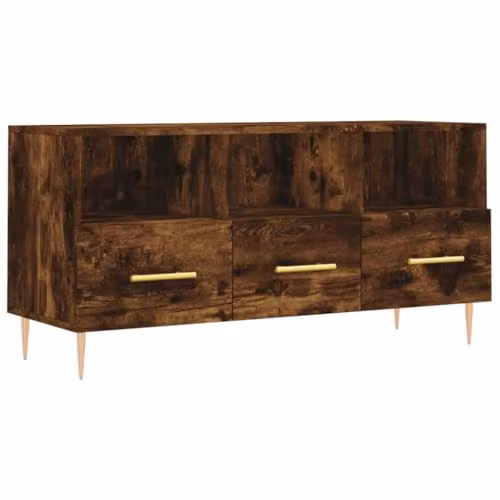 vidaXL Modern TV Cabinet in Smoked Oak and Metal, W/D/H: 102 x 36 x 50 cm – 1