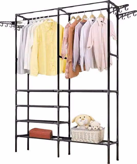 Pirlo Plush Heavy Duty Metal Clothes Rail in Black