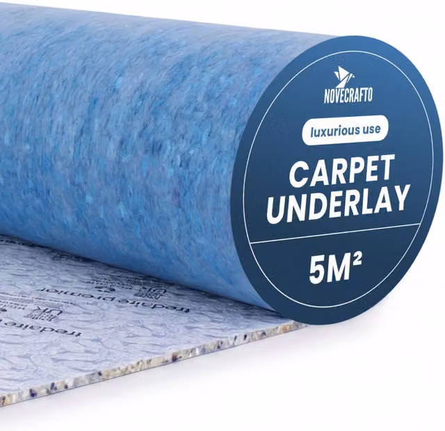 Novecrafto 11mm PU Foam Carpet Underlay Roll, 5m2, Blue