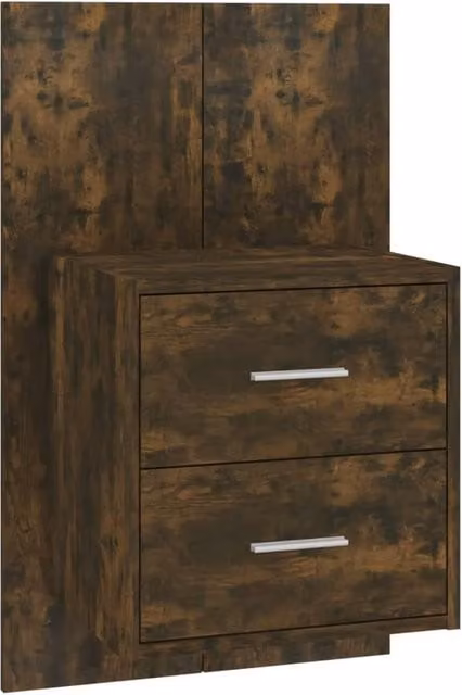 Berkfield Home Wall-mounted Bedside Cabinet in Smoked Oak Brown – 1
