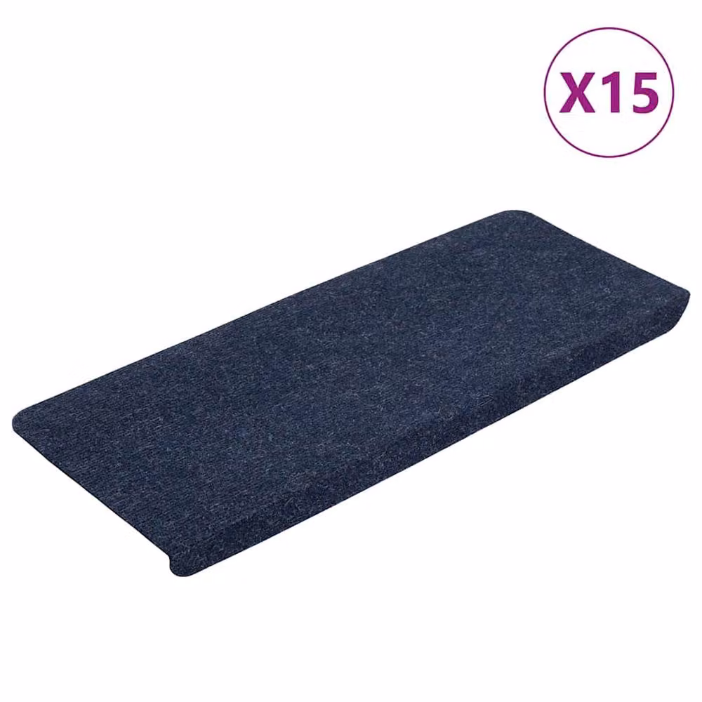 Berkfield Home Self-adhesive Stair Mats, 15 Pieces, Blue, W: 65 cm, D: 24.5 cm, H: 3.5 cm – 2