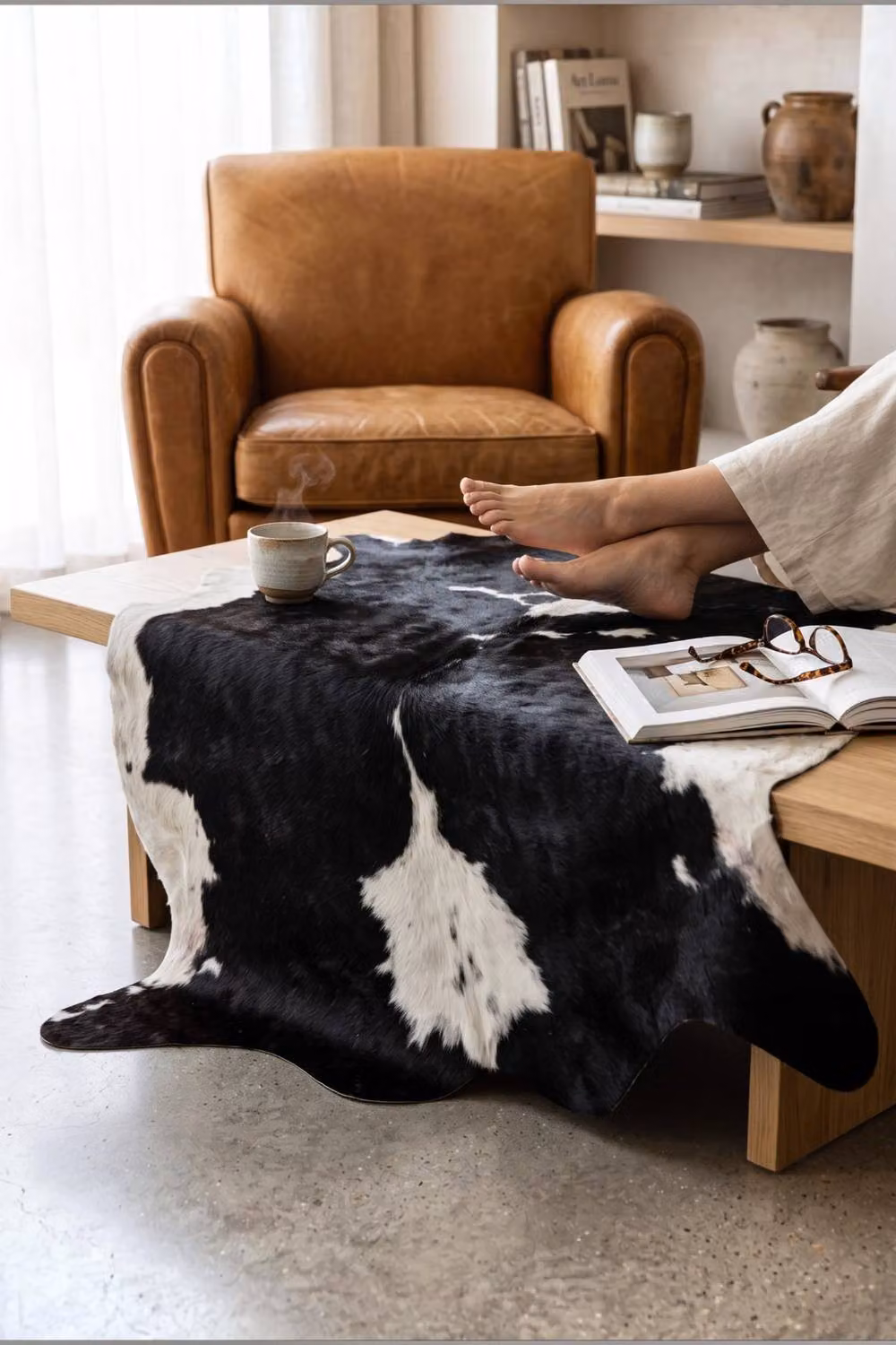 Infinity Leather Hereford Cowhide Hairon Rug in Black and White, W: 180 cm x D: 220 cm – 4