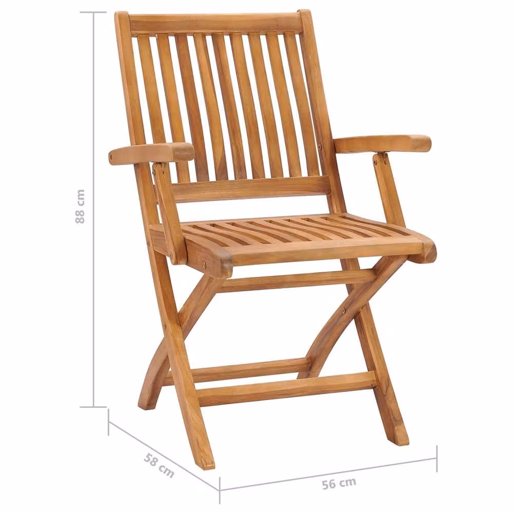 Berkfield Home Set of 4 Durable Folding Garden Chairs in Brown Solid Teak Wood – 3