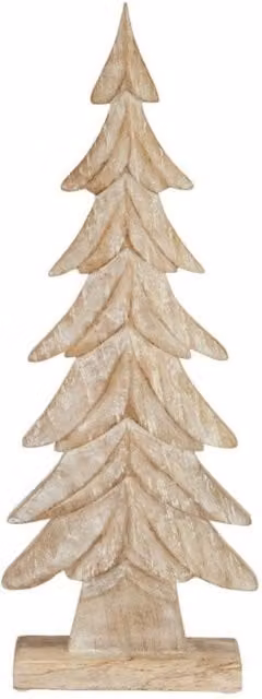 Lemon Pavilion Rustic Carved Wooden Christmas Tree Decor, Brown, W14 x D5 x H43 cm