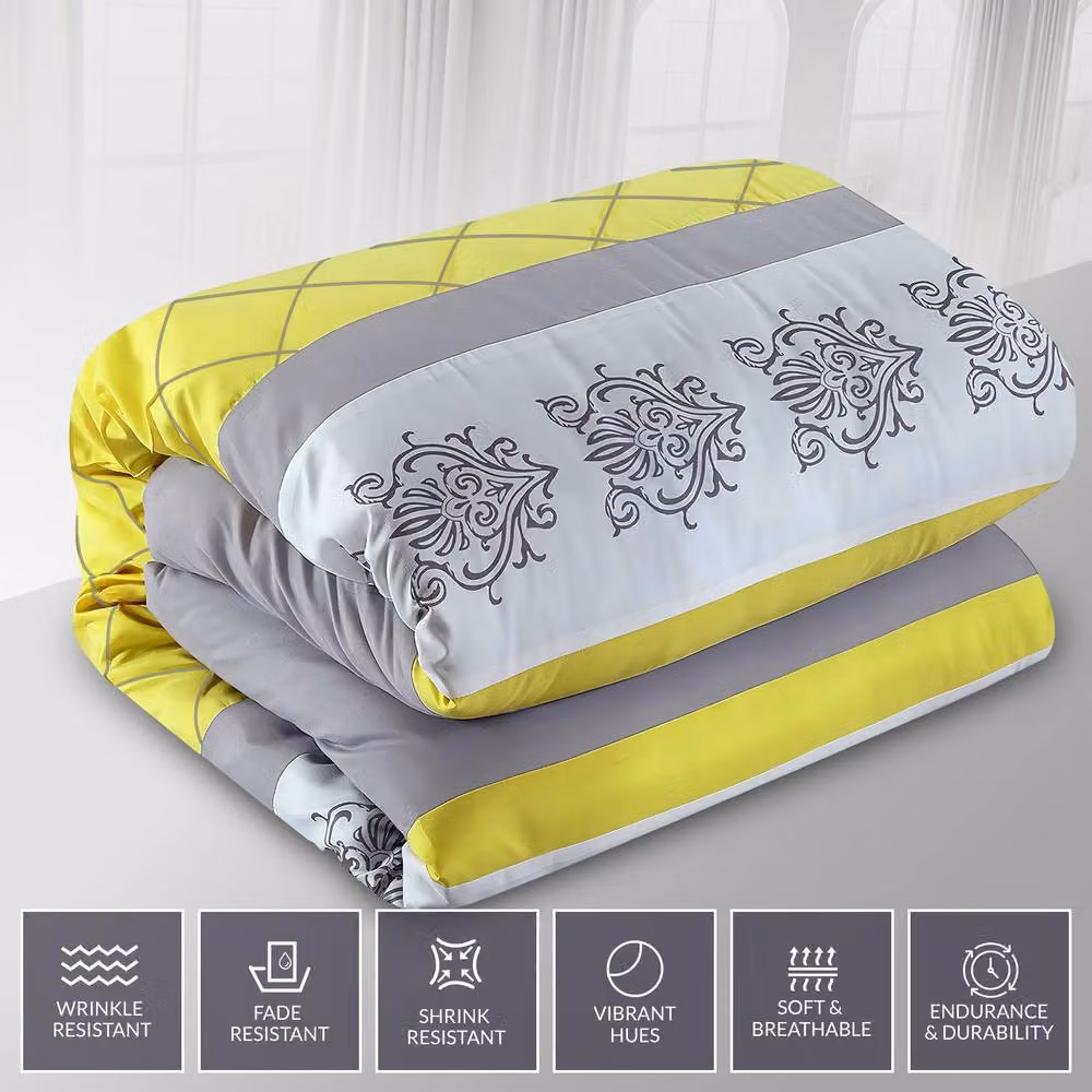 Grace Super King Double Brushed Microfibre Duvet Cover in Yellow with Zipper Closure – 2