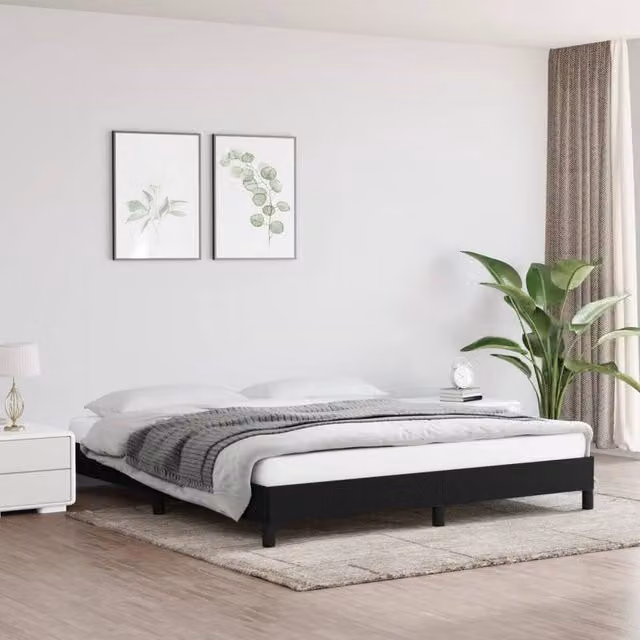 Berkfield Home Super King Upholstered Fabric Bed Frame, Black, W: 180 cm, D: 200 cm – 1