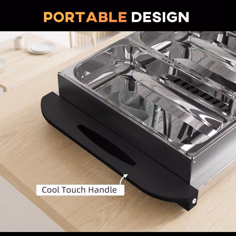 STILVORA Silver Electric Buffet Server with 4 Trays and Adjustable Temperature Control – 5
