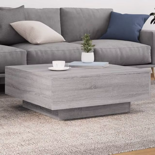 Berkfield Home Grey Sonoma Coffee Table in Engineered Wood, W/D/H: 80 x 80 x 31 cm