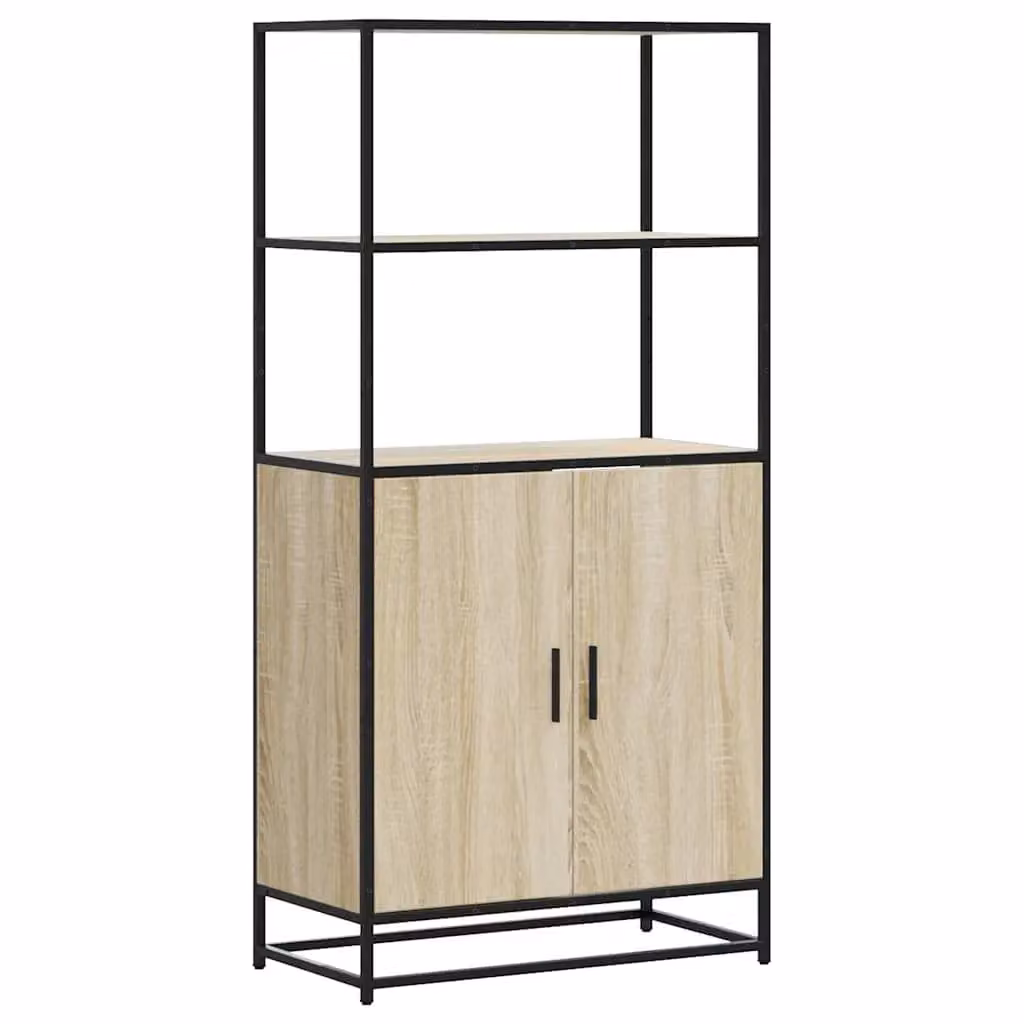 Berkfield Home Sonoma Oak Highboard in Brown, W/D/H: 68 x 35 x 139 cm – 1