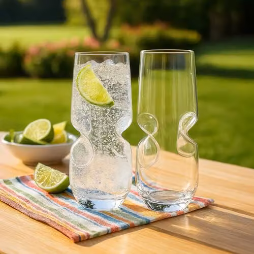 Final Touch Bubbles Seltzer Water Glasses, Set of 2, 500 ml, Transparent – 2