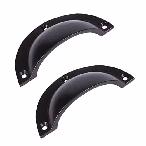 Hammer and Tongs Curved Cabinet Drawer Pulls in Matt Black Iron, Pack of 2, W: 9.5 cm, H: 4.6 cm – 2