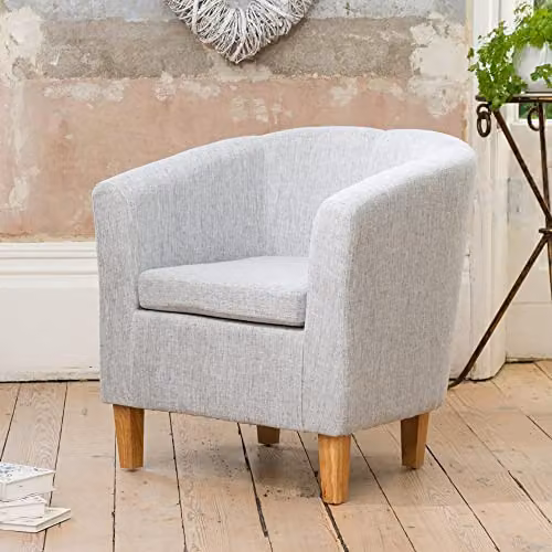 Artemis Home Alderwood Fabric Tub Chair Armchair in Grey, Width: 68 cm – 1