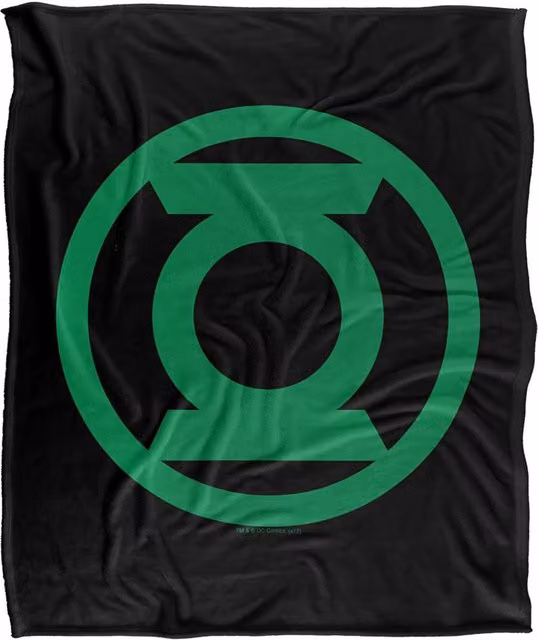 Warner Bros. Green Lantern Green Emblem Super Soft Fluffy Polyester Throw Blanket for Adults, Extra Large, Green and Multicolour – 1