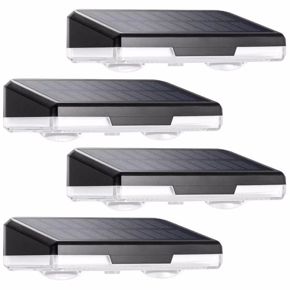 NESTLUNE Set of 4 Multicolour RGB Solar Powered LED Wall Mounted Garden Lights in Black – 3