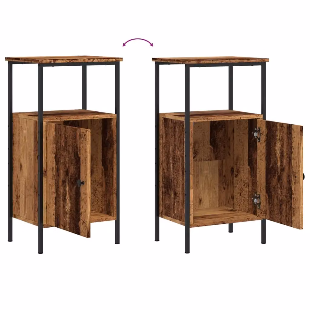 Berkfield Home Bedside Cabinet in Old Wood Brown, W/D/H: 41 x 31 x 80 cm – 4