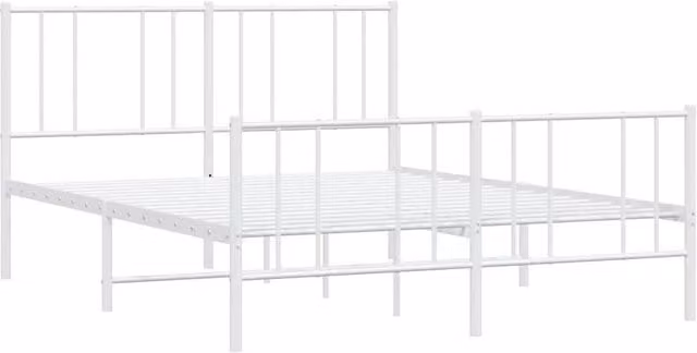 Berkfield Home Metal Bed Frame with Headboard and Footboard in White, W/D/H: 160 x 200 x 90 cm – 1