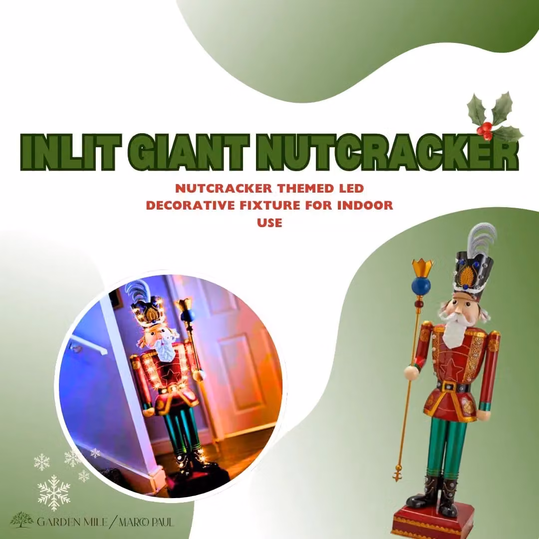 Marco Paul Red and Gold Nutcracker Soldier Christmas Statue with LED Lights, Height: 120 cm – 4